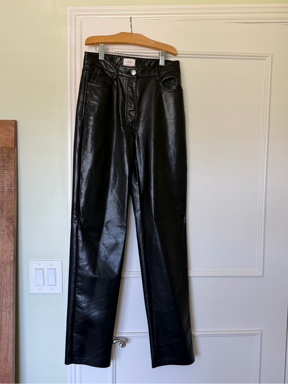 Wilfred Black Faux Leather Straight-Leg Jeans